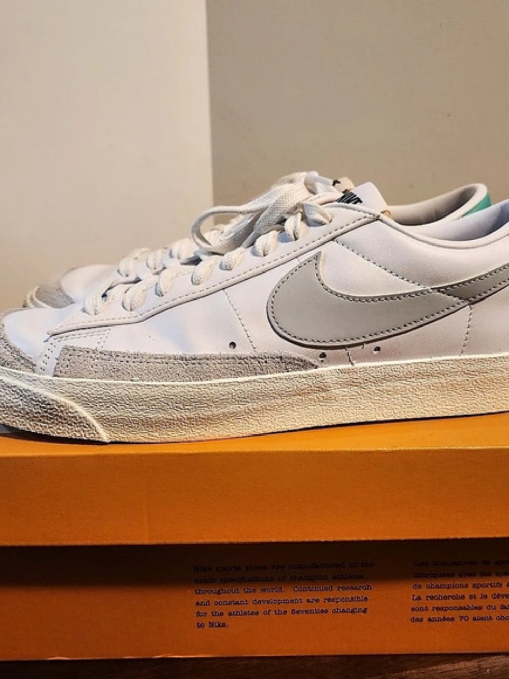 Nike Blazer Low '77 Vintage Mens Sz 11 White Grey Fog-Light Menta Shoes DA6364